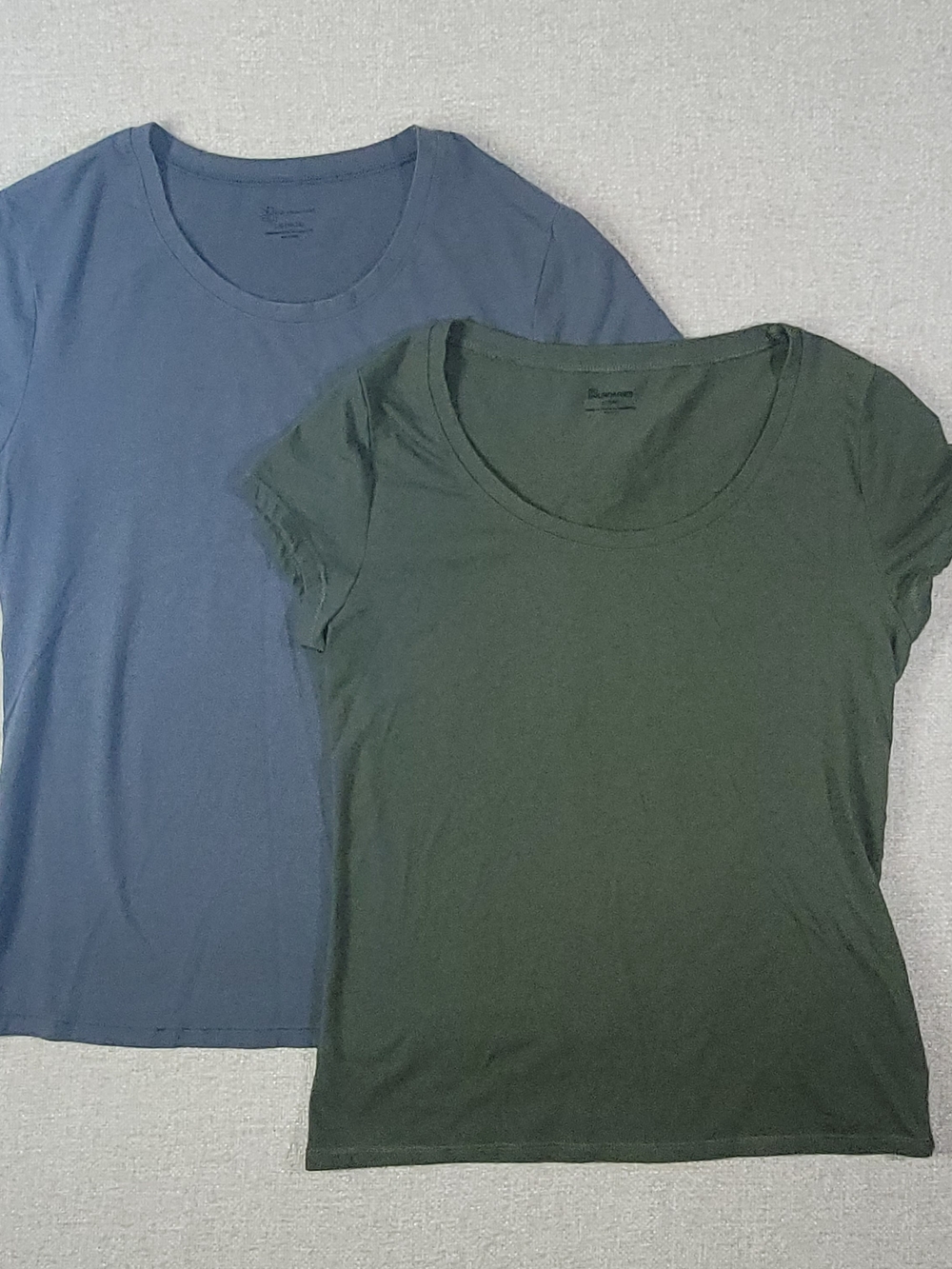 No Boundaries Scoop Neck Tee Duo - Blue & Olive Green